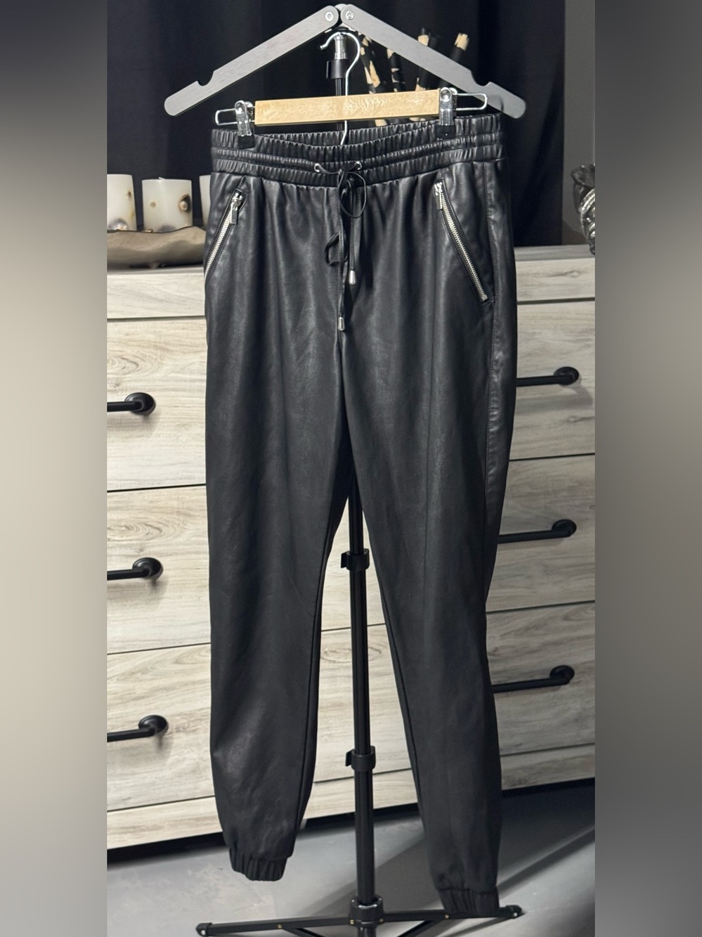 Women Bar III FAUX Leather Jogger Pants